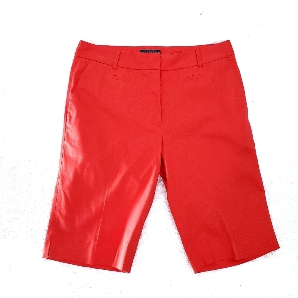 Astra Coral Red Orange Midi Capri Shorts